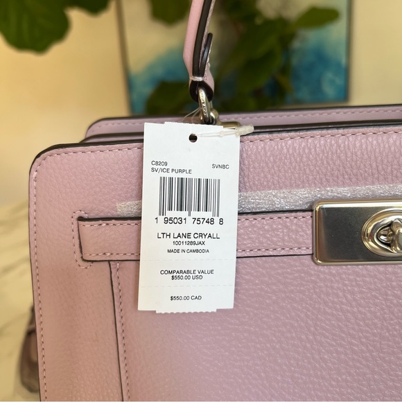 NWT Coach Lane Top Handle Carryall Satchel Crossbody Silver / Ice Purple C8209 - Picture 3 of 14